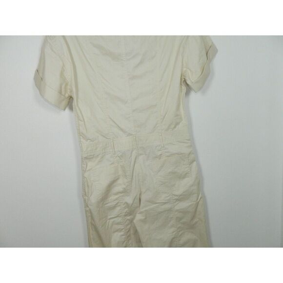 Zara Jumpsuit Size Small Beige Relaxed Fit Wide Leg Cargo Pocket Zipper Front - Picture 9 of 16